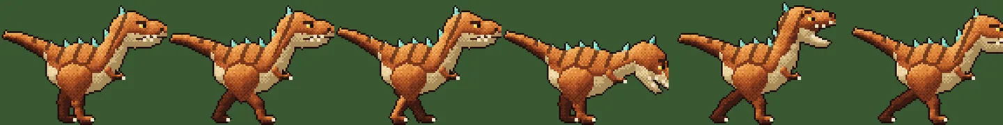 Der neue Held-Dino mit Laufen, Beissen und Brüllen. Die Farbe wählt man beim Anlegen des Spielstands