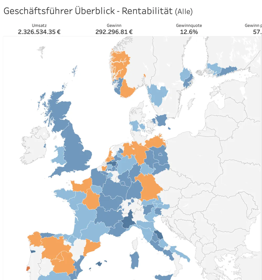 Karte: Gewinnquote nach Region in Europa
